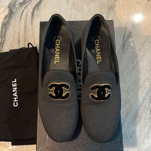Chanel Mocassins black loafers size 8